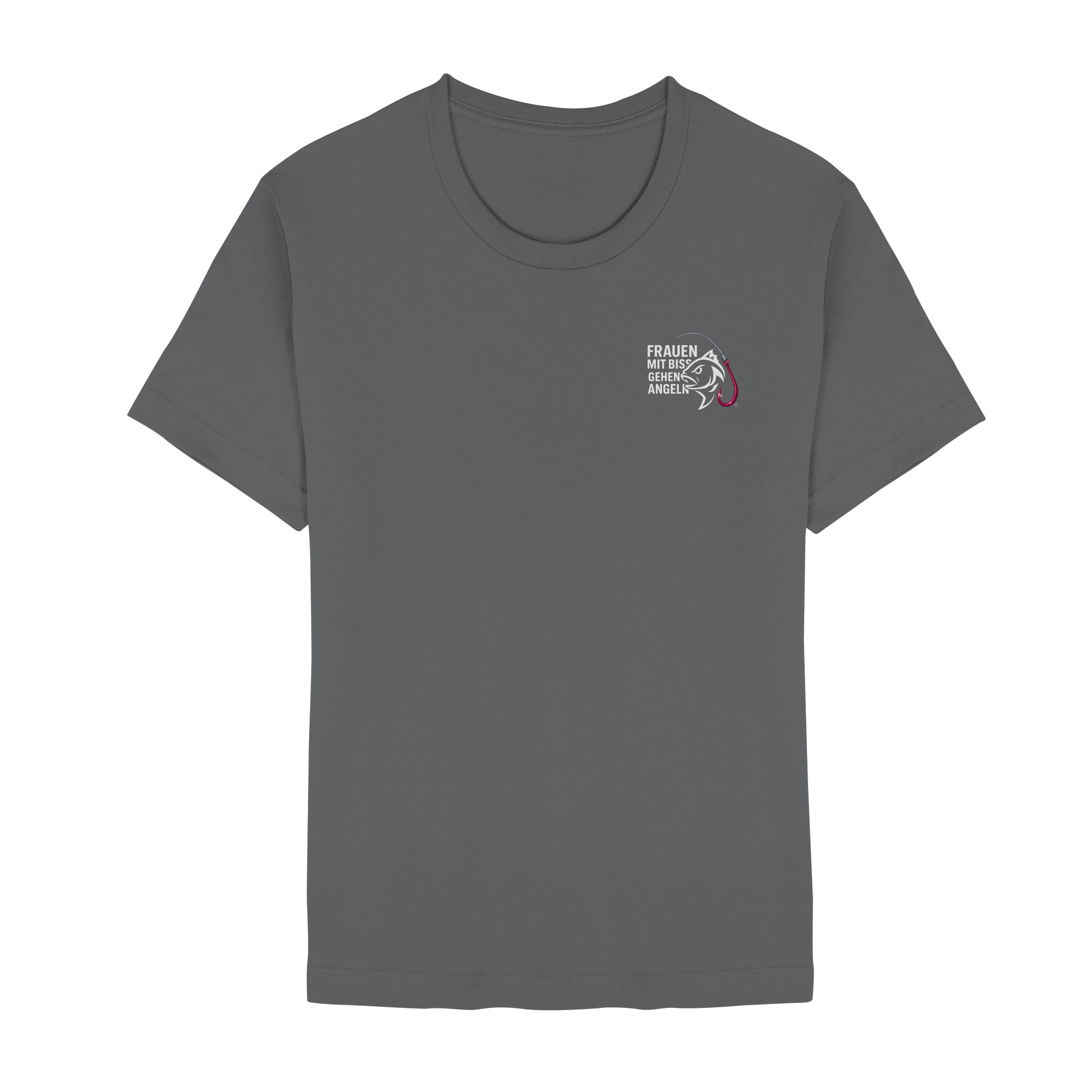 T-Shirt für starke Frauen "Frauen mit Biss, gehen angeln" Vorne/hinten Druck  - Unisex Essential Premium T-Shirt