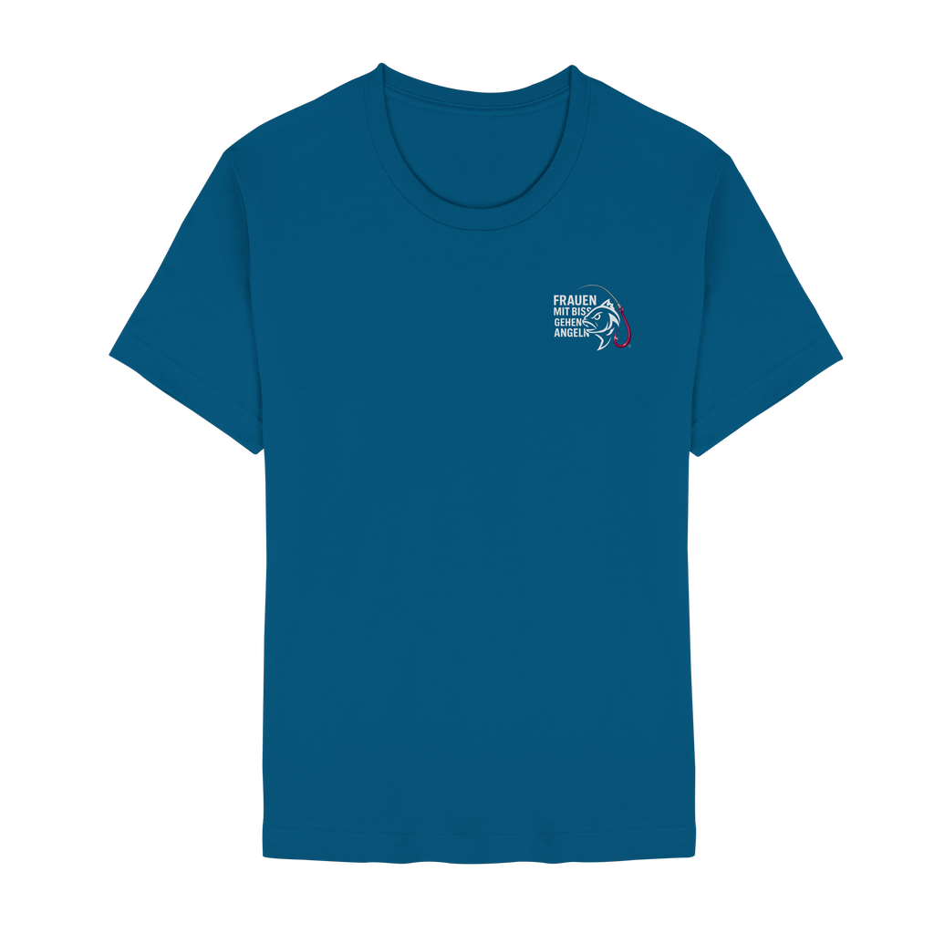 T-Shirt für starke Frauen "Frauen mit Biss, gehen angeln" Vorne/hinten Druck  - Unisex Essential Premium T-Shirt