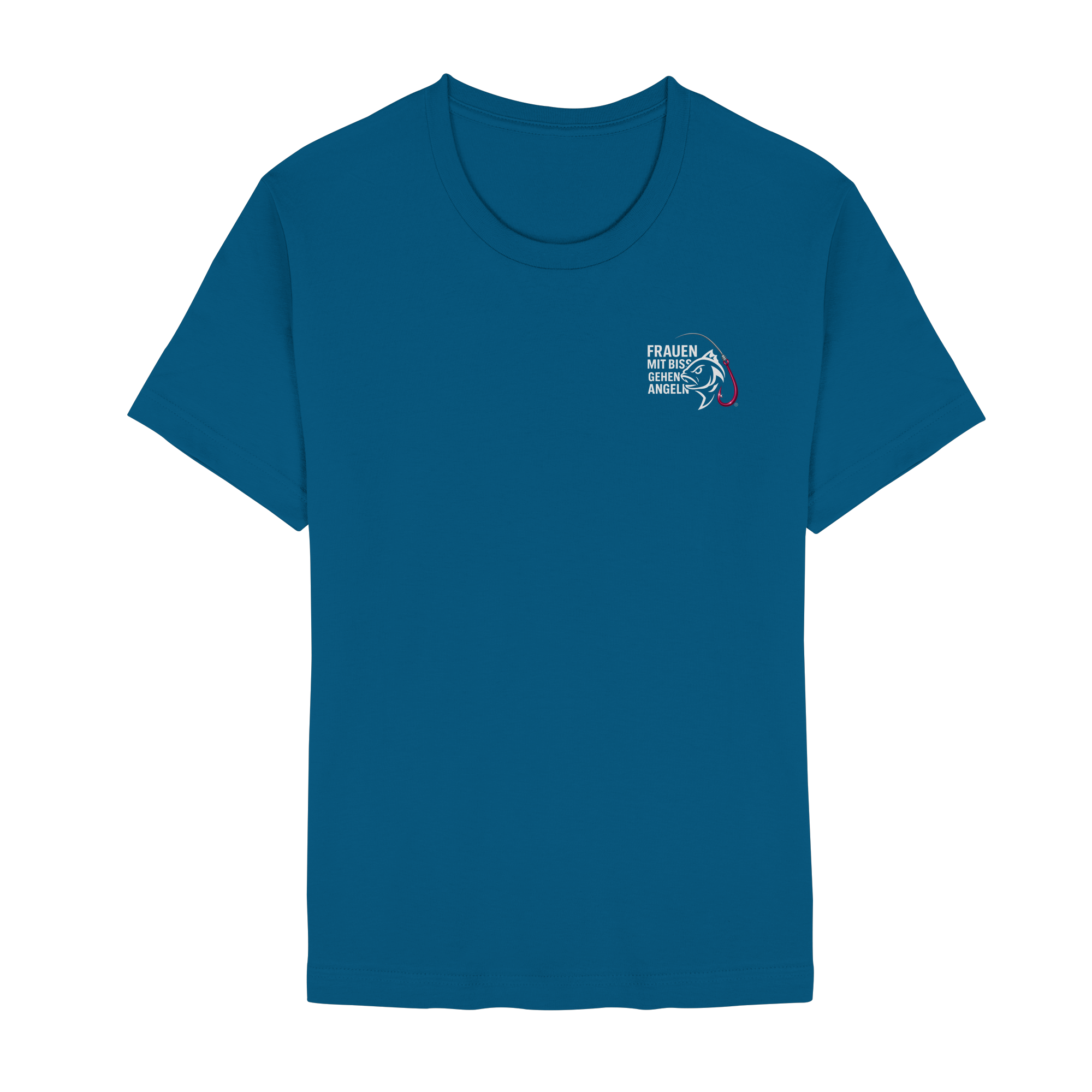 T-Shirt für starke Frauen "Frauen mit Biss, gehen angeln" Vorne/hinten Druck  - Unisex Essential Premium T-Shirt