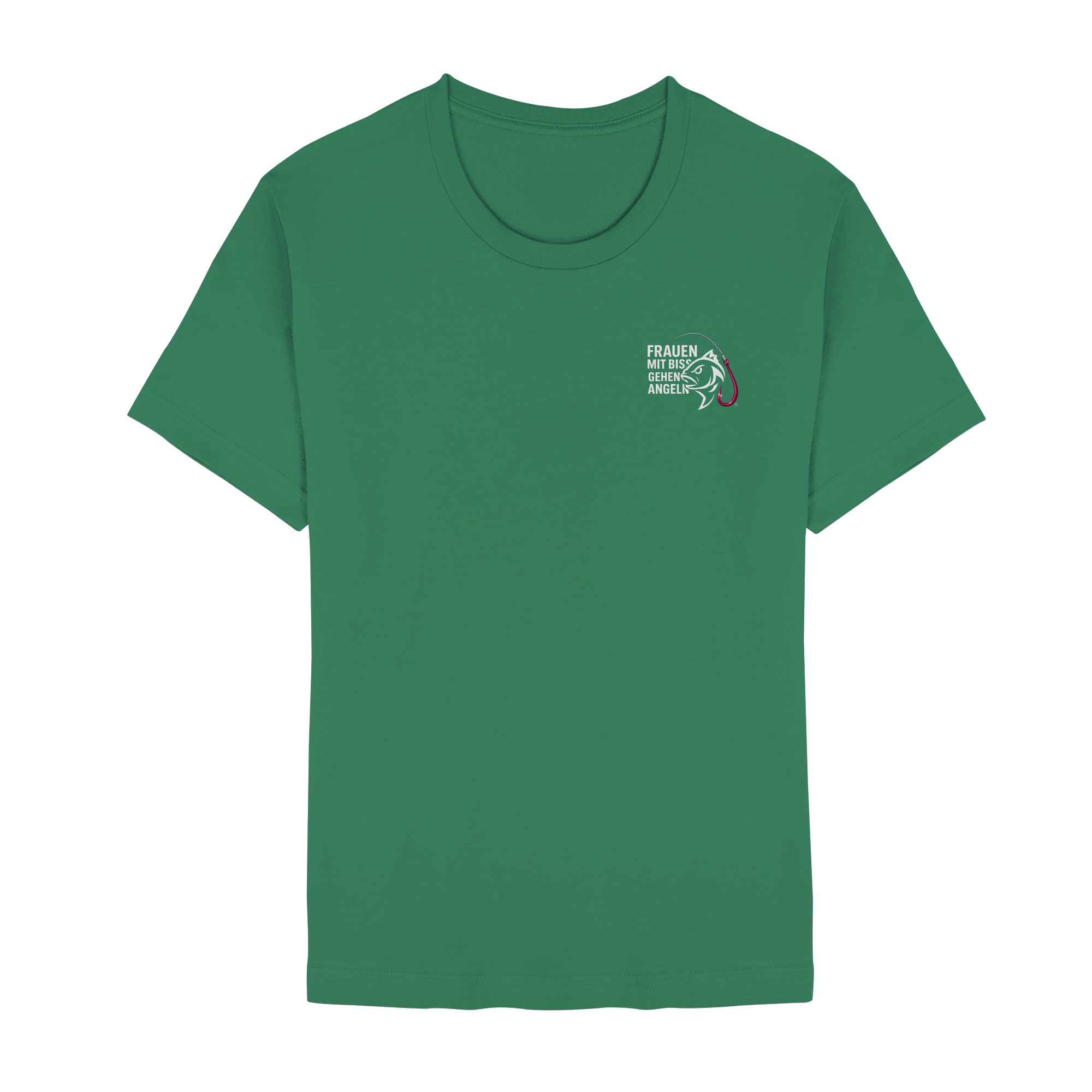 T-Shirt für starke Frauen "Frauen mit Biss, gehen angeln" Vorne/hinten Druck  - Unisex Essential Premium T-Shirt