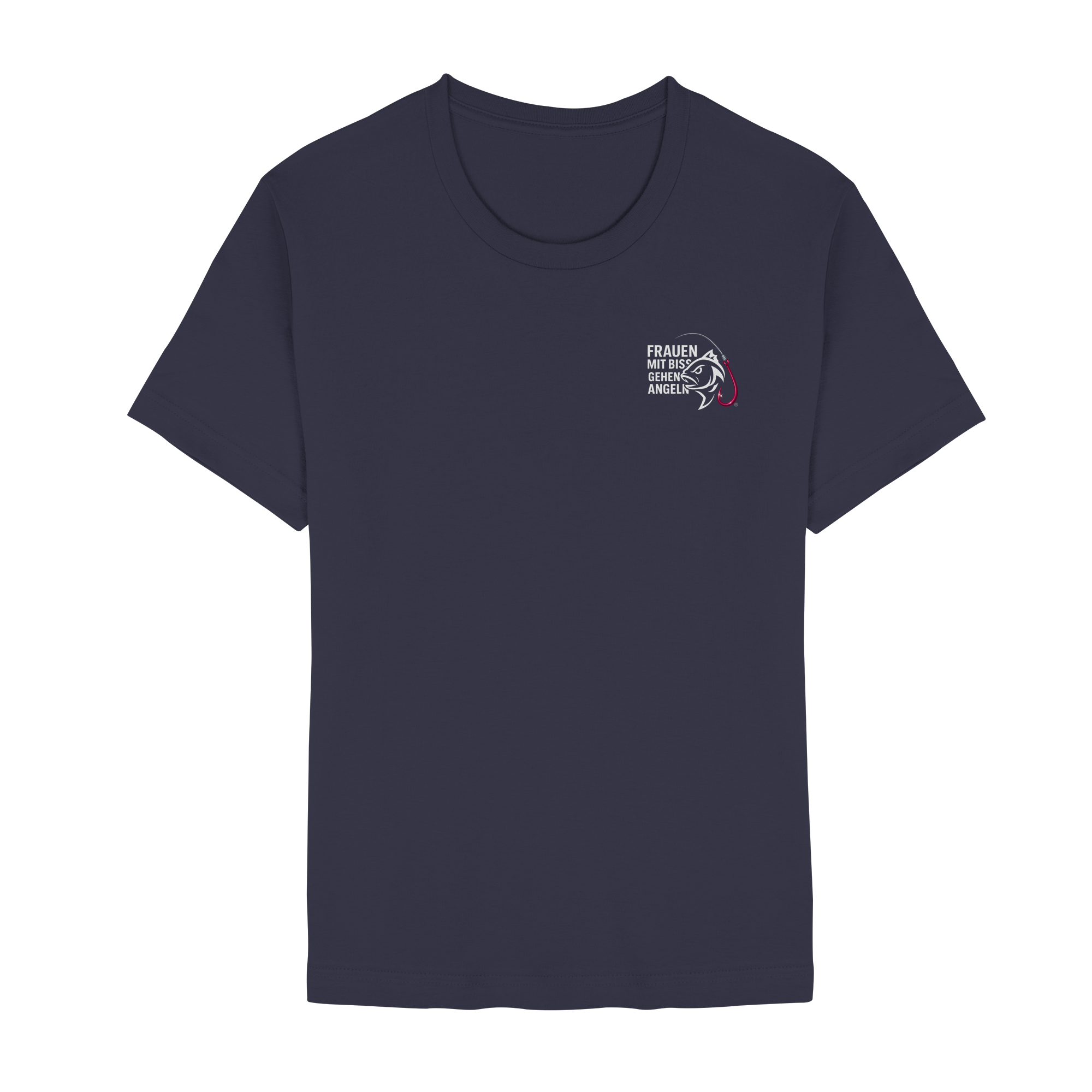 T-Shirt für starke Frauen "Frauen mit Biss, gehen angeln" Vorne/hinten Druck  - Unisex Essential Premium T-Shirt