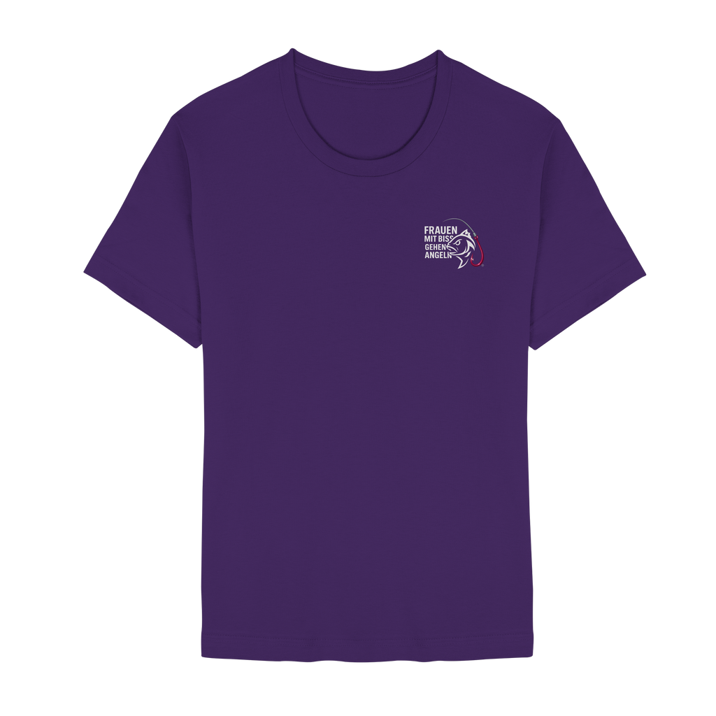 T-Shirt für starke Frauen "Frauen mit Biss, gehen angeln" Vorne/hinten Druck  - Unisex Essential Premium T-Shirt